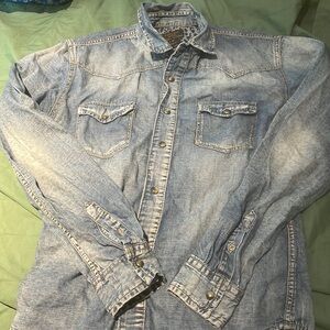Zara blue denim button up